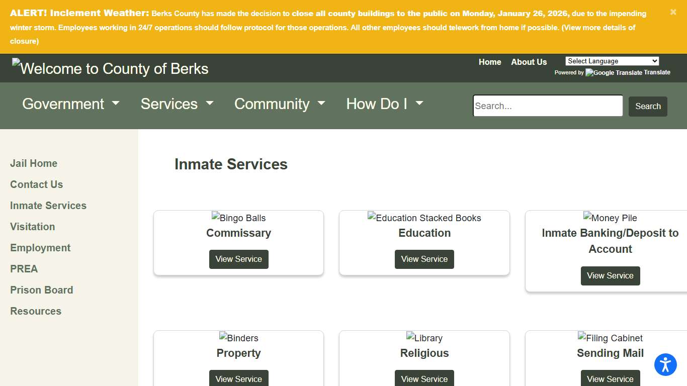 Berks County - Inmate Services