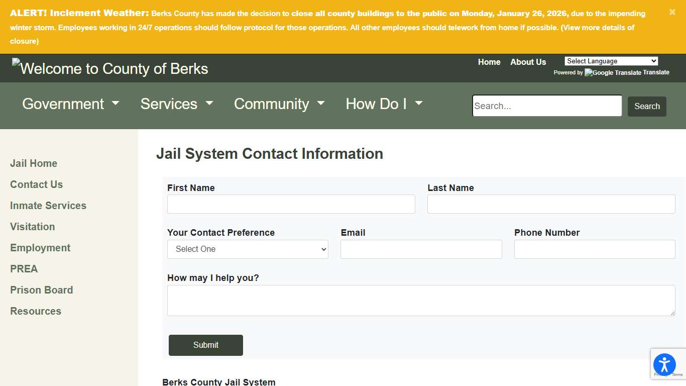 Berks County - Contact Us